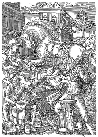 Sketch art of saddle making for horse 