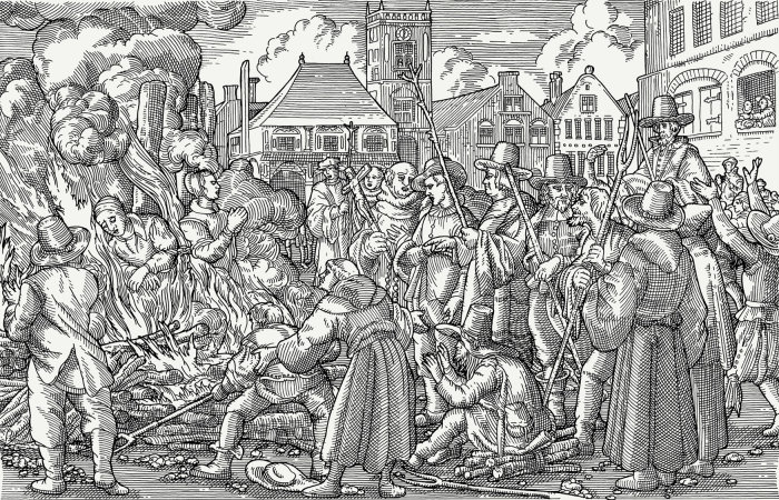 Burning of ‘Witches’ black and white illustration