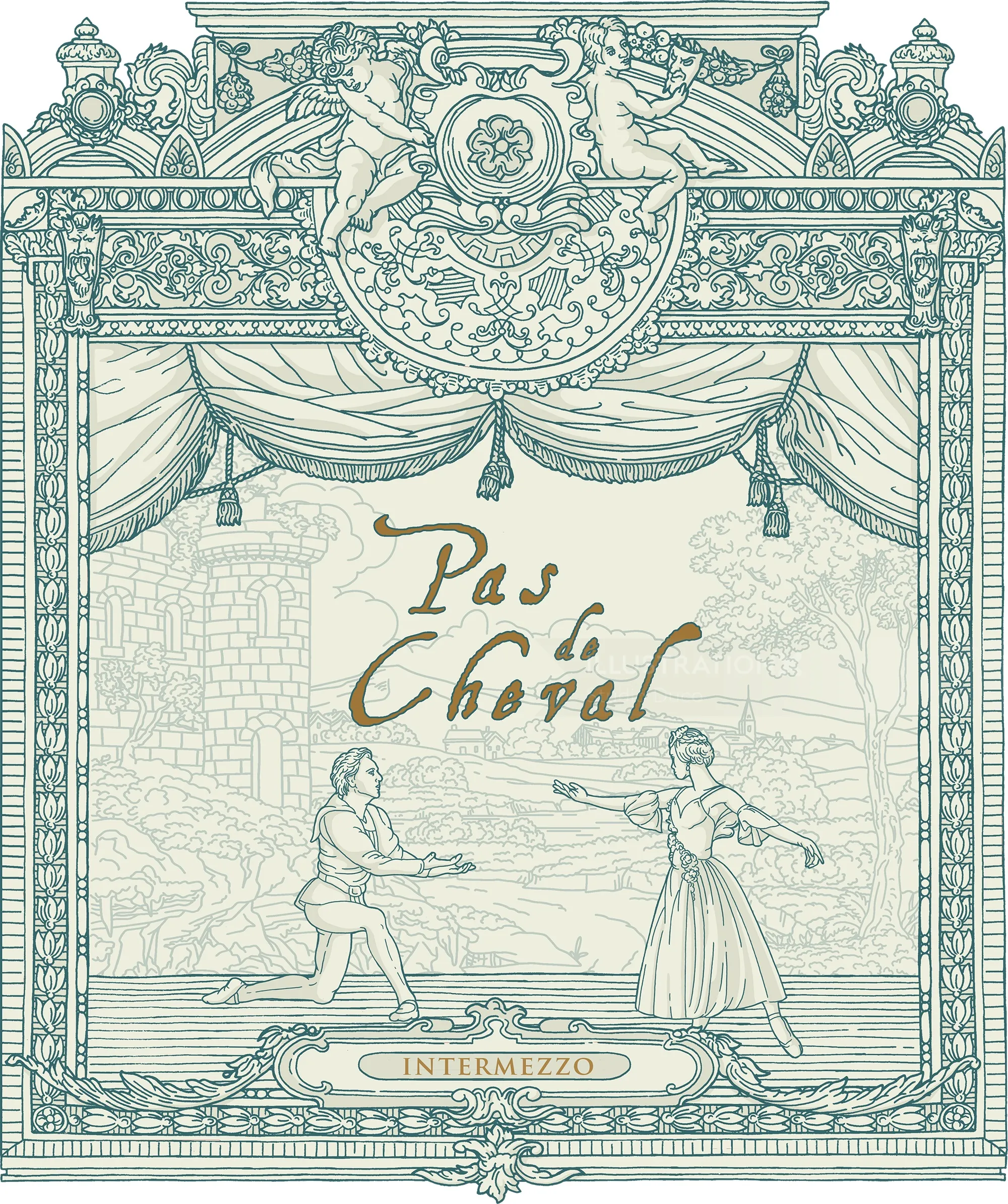 Ornate etched ballet scene titled Pas De Cheval by Studio Duco