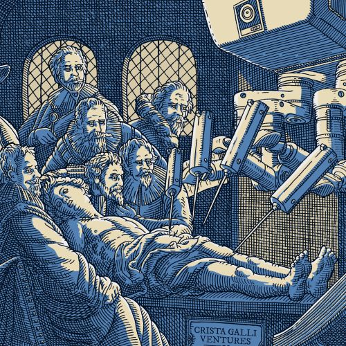 Modern robotic arms reenact Rembrandt’s Anatomy Lesson with figures