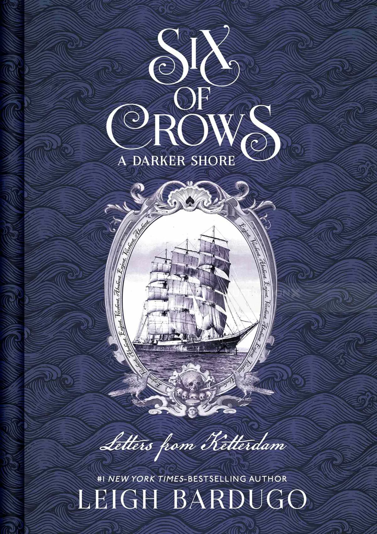 Book cover etching of a sailing ship by Studio Duco