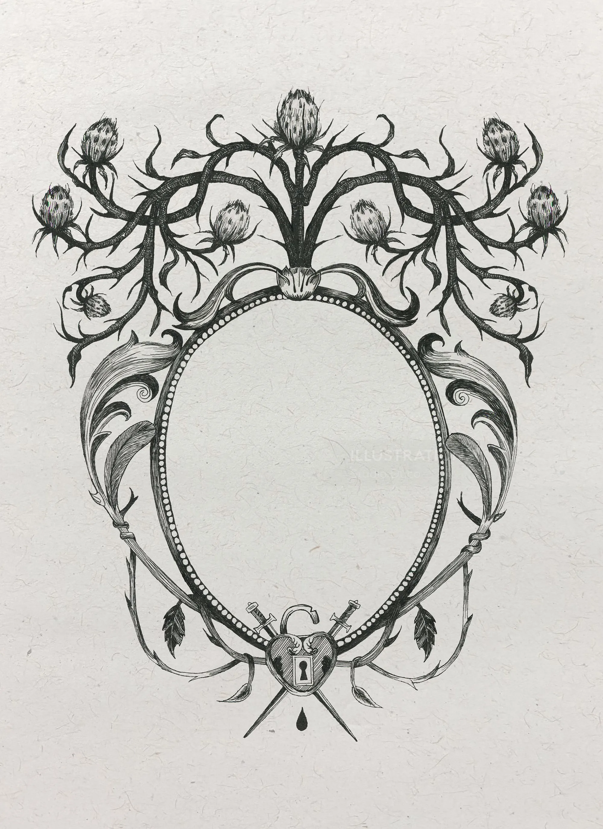 Decorative thistle frame illustration by Studio Duco