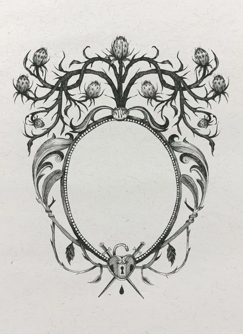 Decorative thistle frame illustration by Studio Duco