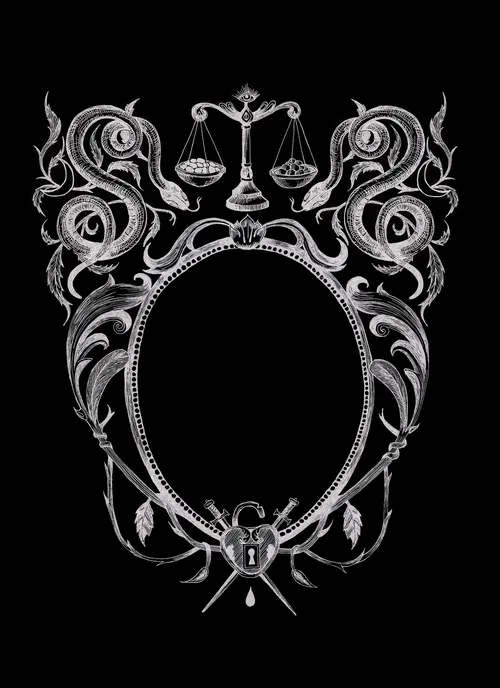 Studio Duco's ornate serpent frame with scales, moons, and balanced symbols
