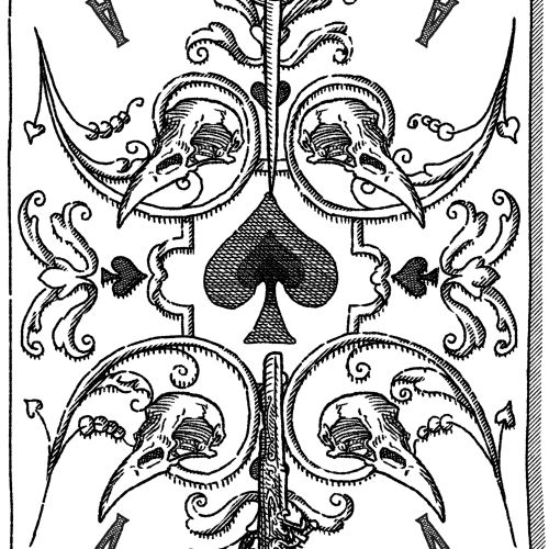 Ornate spade playing card from Studio Duco's Six of Crows set