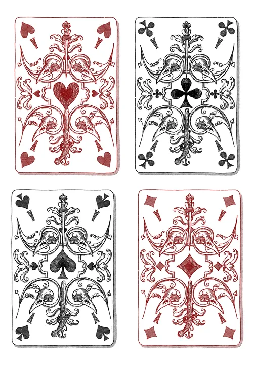 Studio Duco cartes à jouer rouges et noires ornées