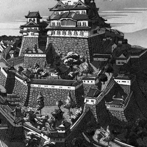 Studio Duco illustration of Himeji Castle in Japan