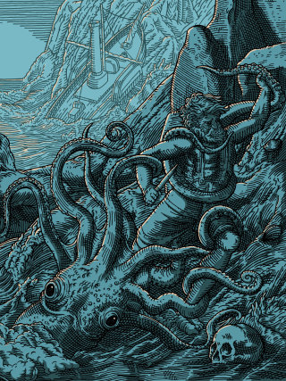 Ilustración histórica de la batalla del kraken.