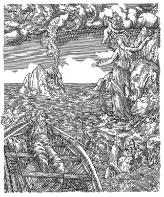 Ilustração em preto e branco para a série My Toilers Of The Sea