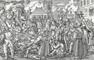 Incendie d&#39;une illustration en noir et blanc des « sorcières »
