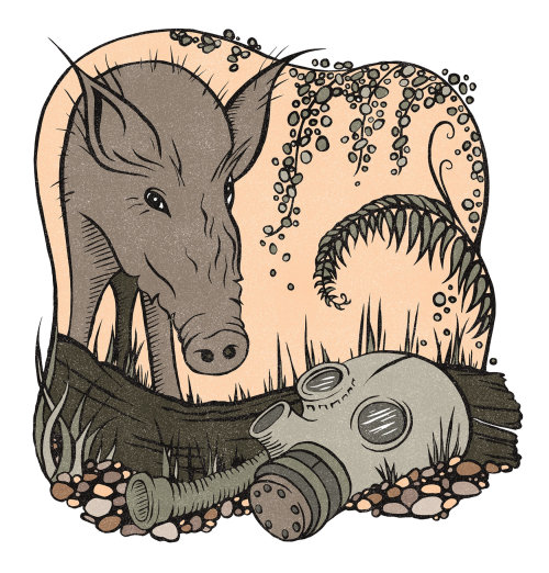 Máscara y cerdo de animales