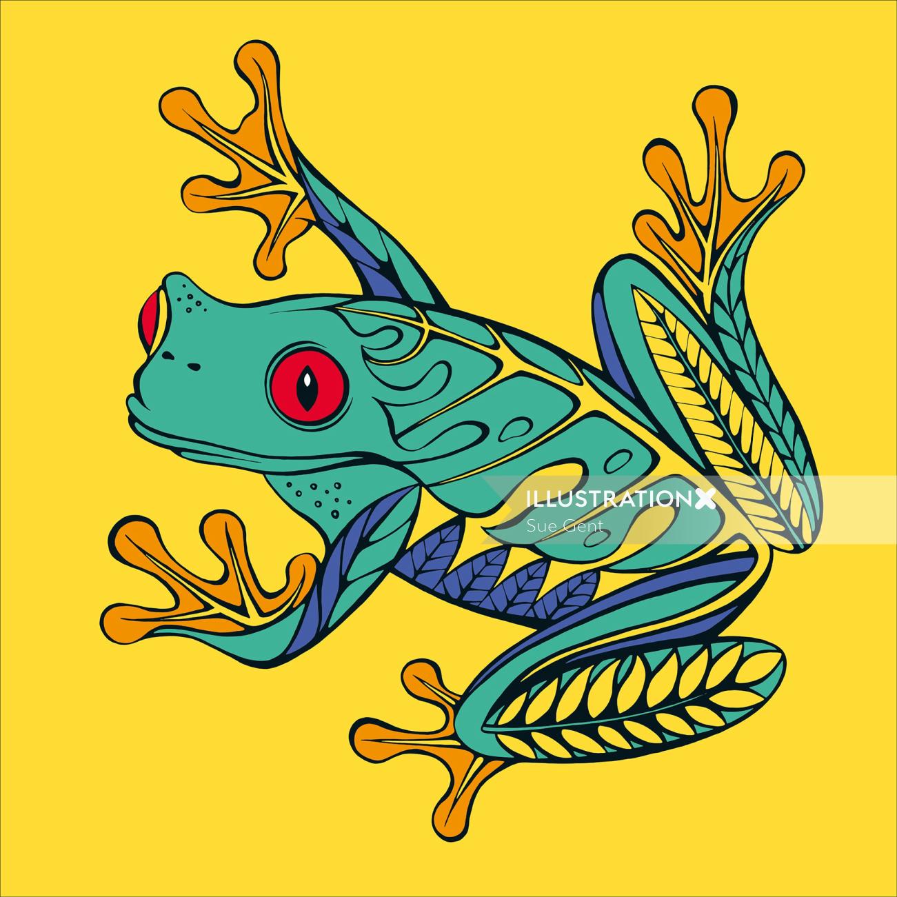 Graphic illustration of frog
