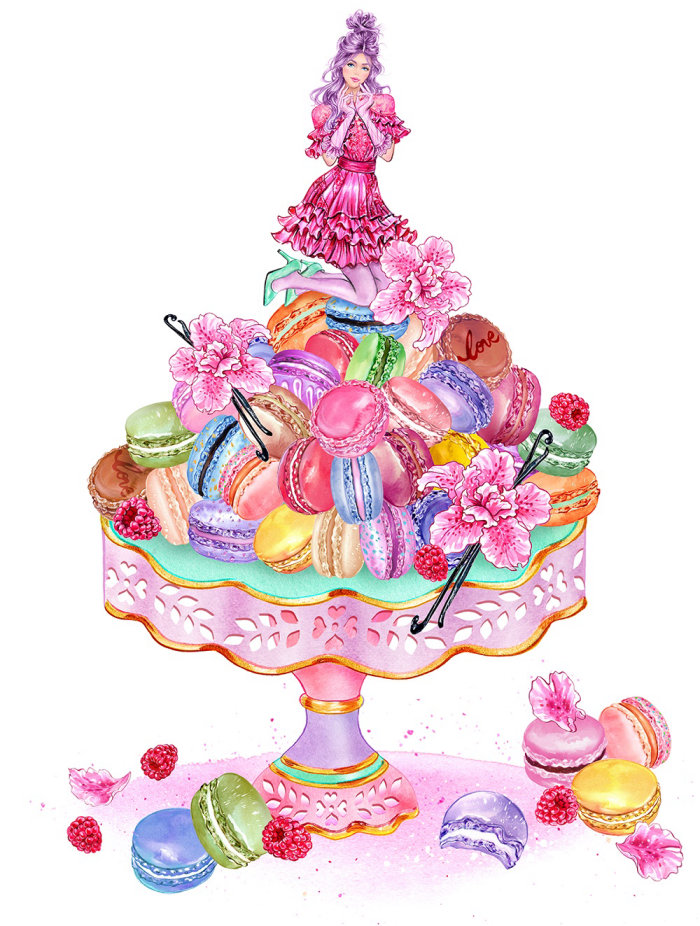illustrated Cake with girl 
