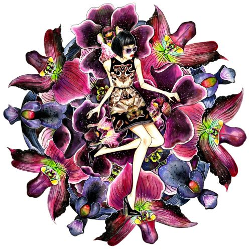 kaleidoscope, flower, pattern, girl, fashion
