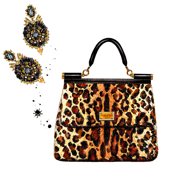 Painting leopard bag
