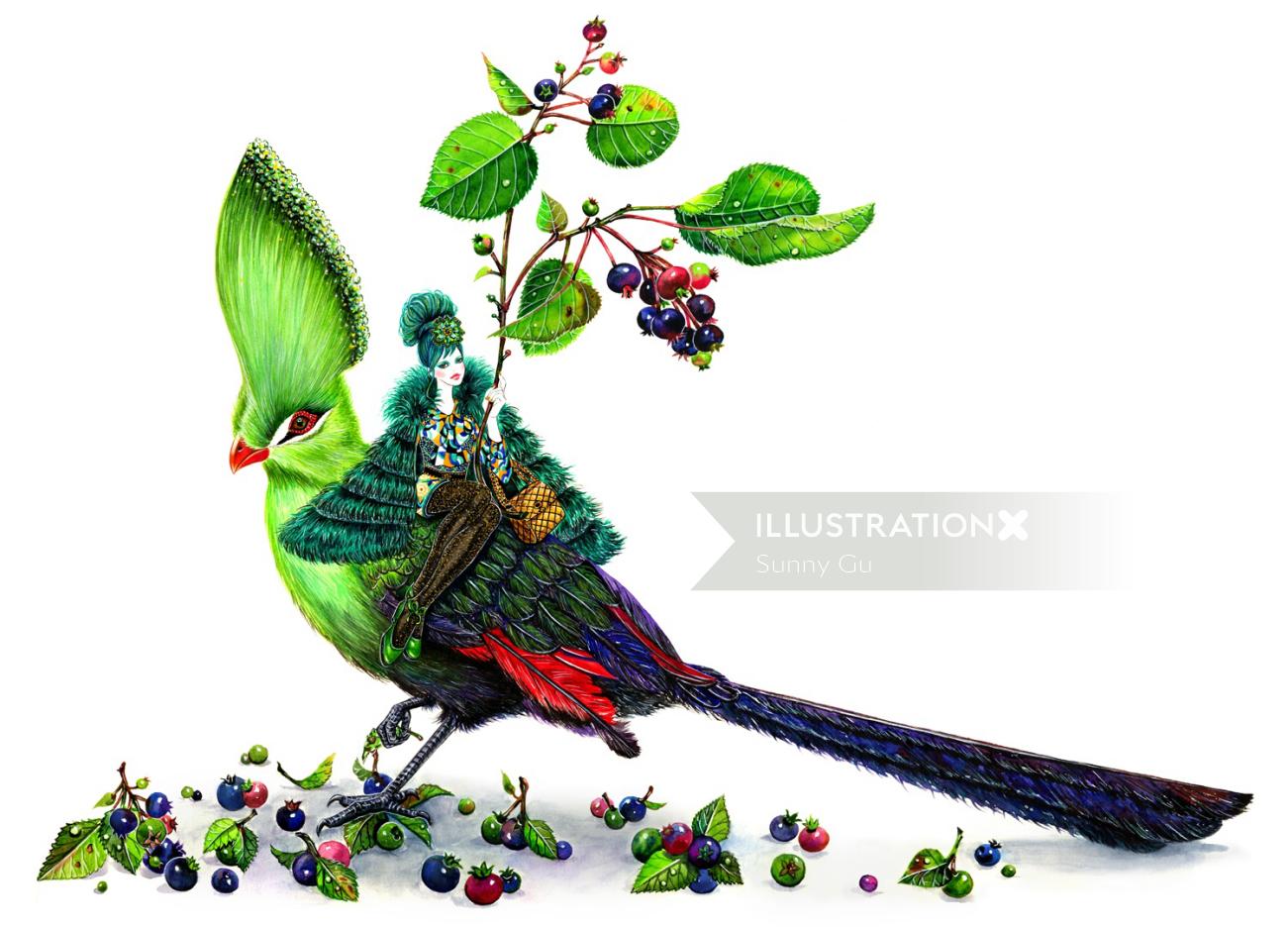 Animals green bird
