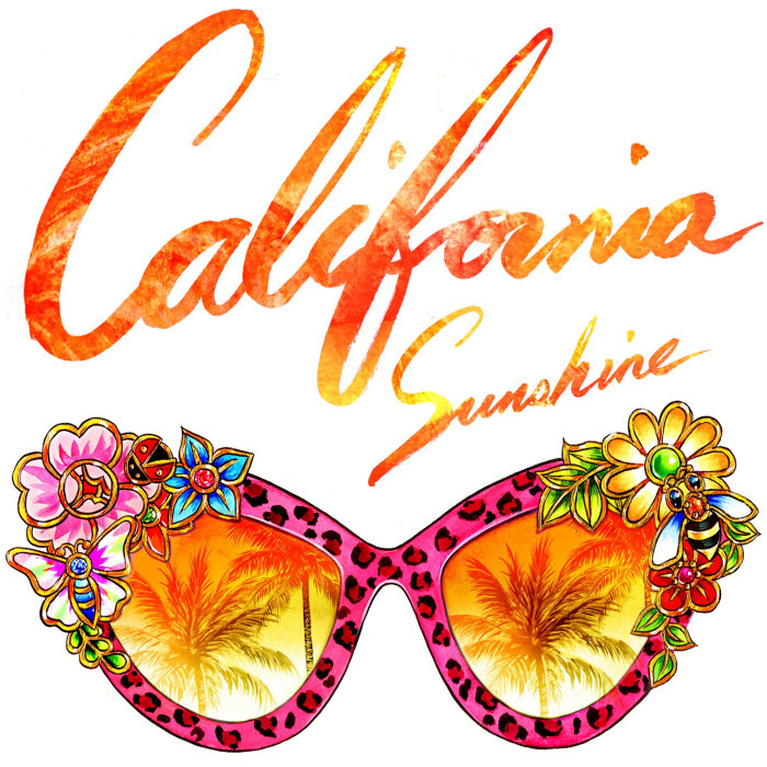 Lettering art design of California sunshine glasses