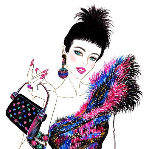 Fashion woman line and color art