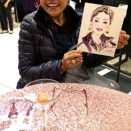 Live event drawing of smiley woman