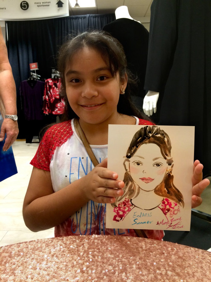 Evento en vivo dibujando a una niña con su retrato
