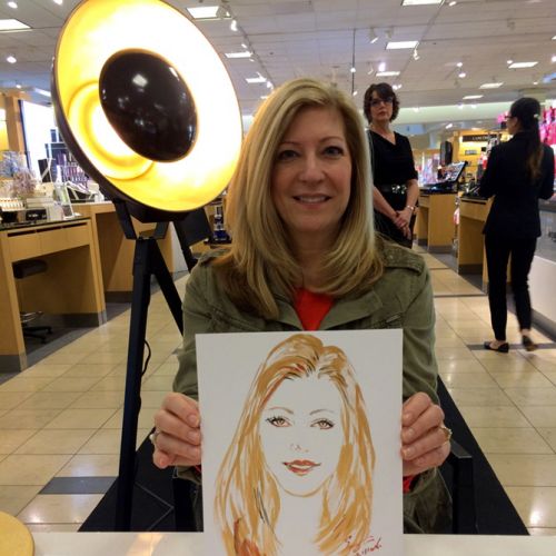 Live event drawing woman with gold hair