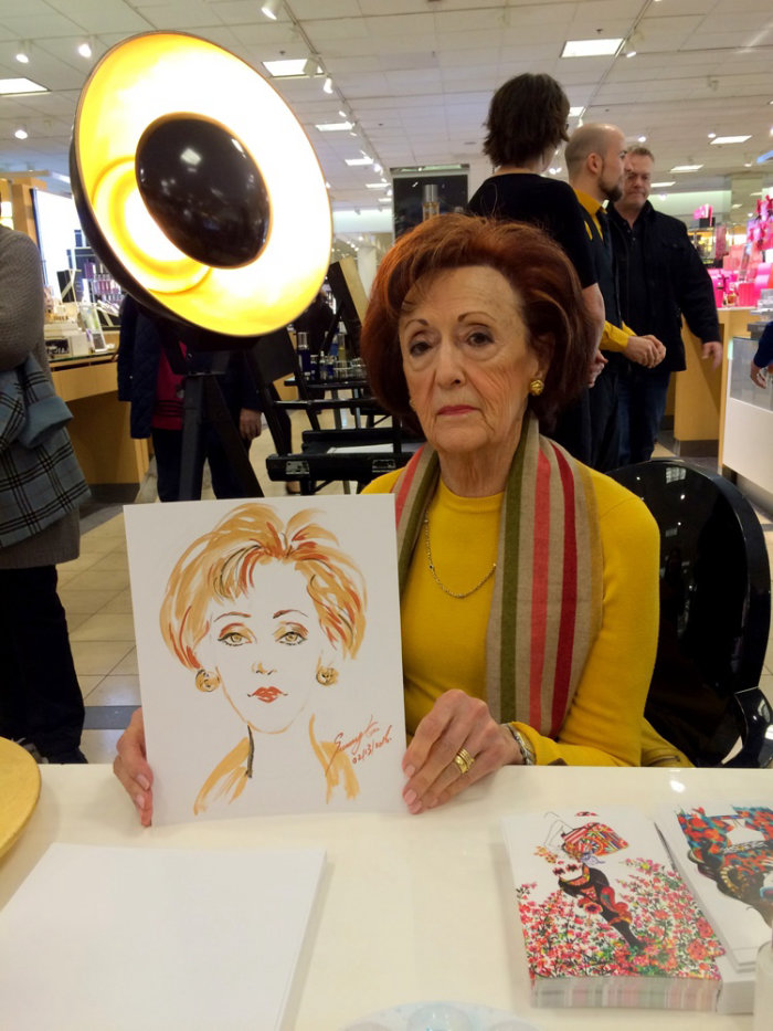 Live event drawing of woman portrait
