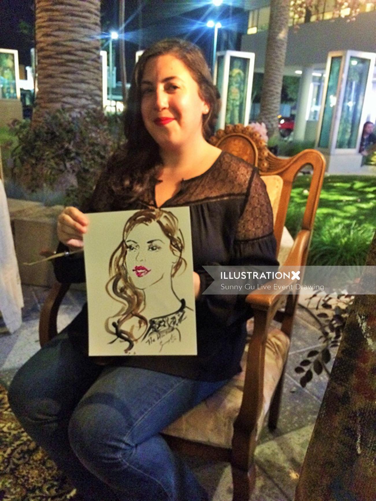 彼女の肖像画で女性を描くライブイベント