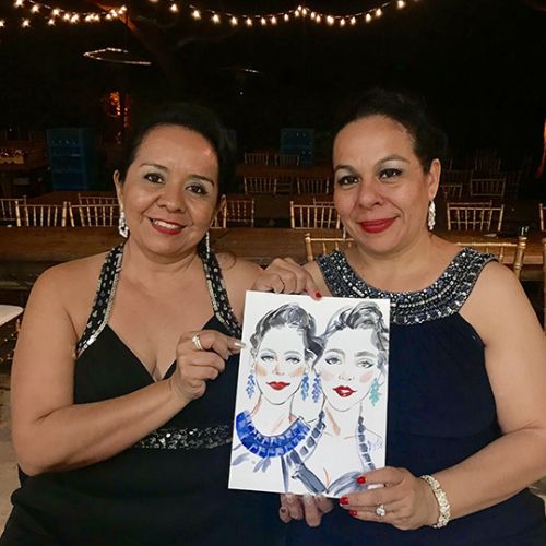 Live event drawing of women
