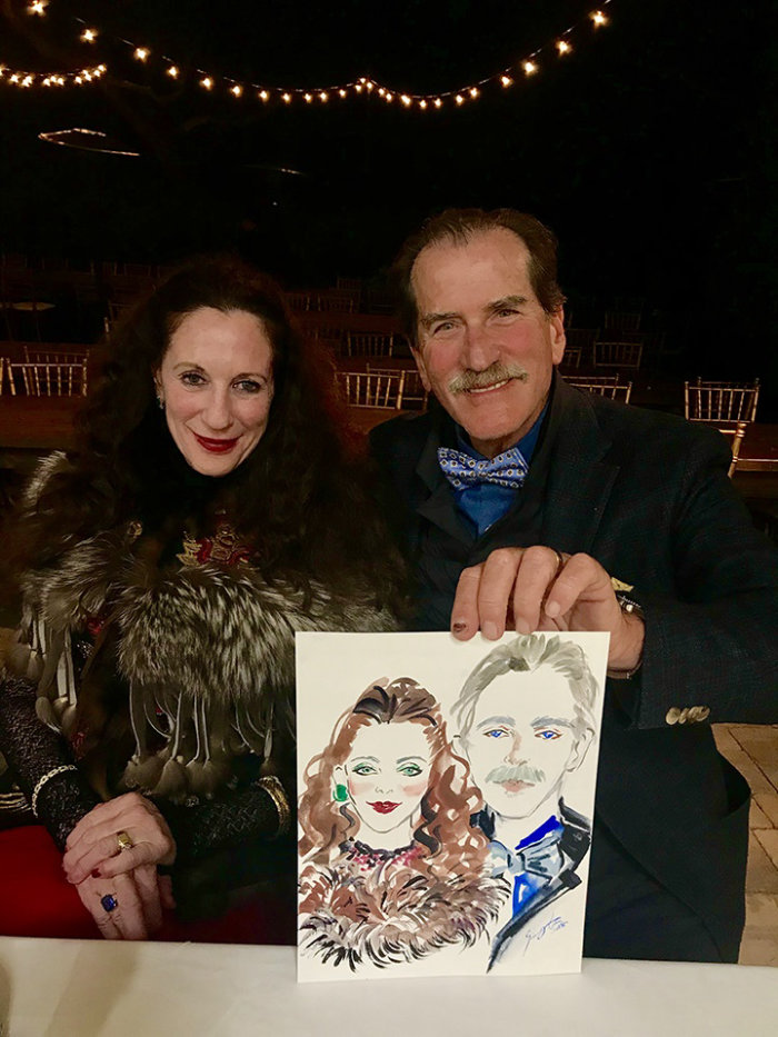 Live event drawing of old couple portrait
