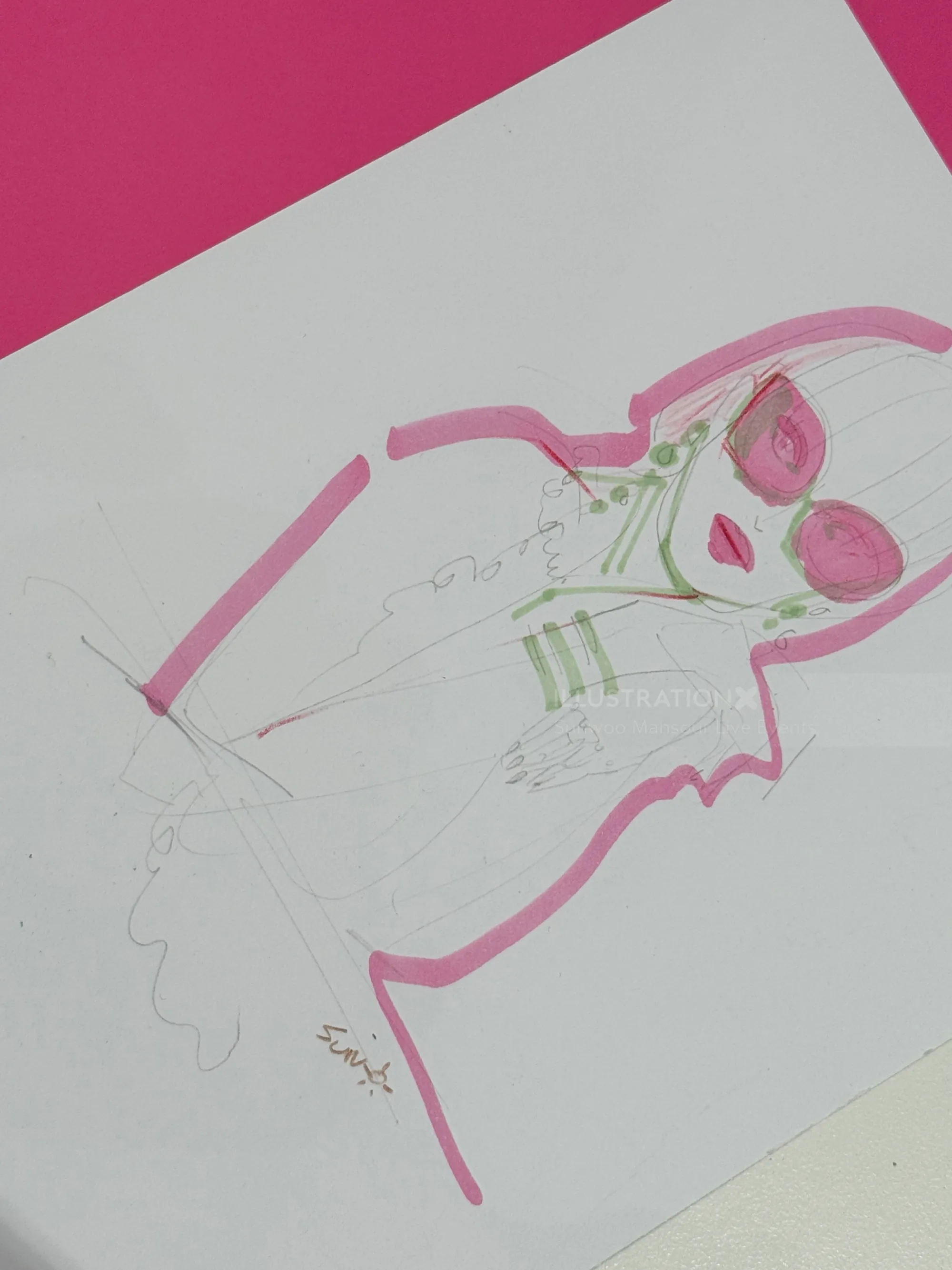 Fashion illustration with pink tones by Sunwoo Mansour Live Events