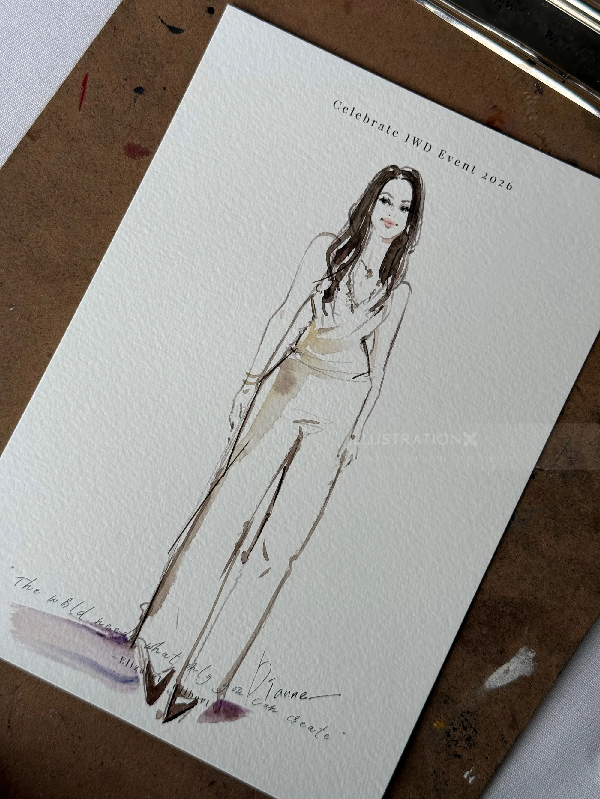 Ink sketch of a woman standing confidently by Sunwoo Mansour