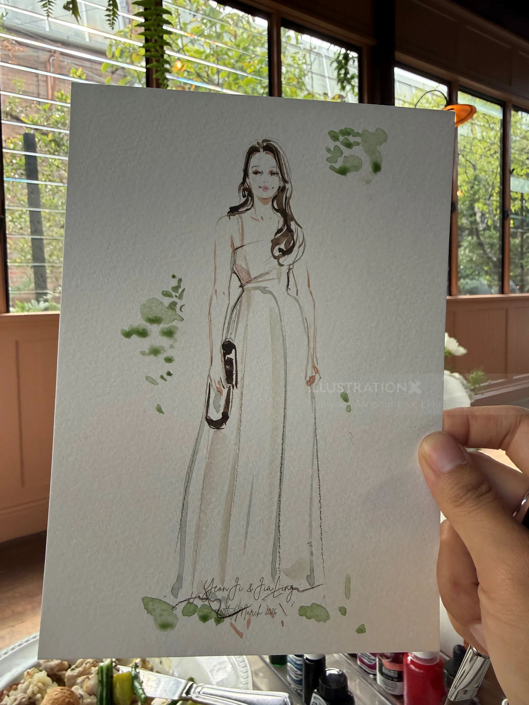 Fashion portrait watercolor by Sunwoo Mansour Live Events