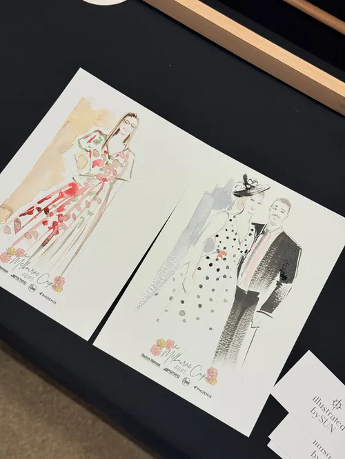 Fashion illustrations of Melbourne Cup racing outfits by Sunwoo Mansour