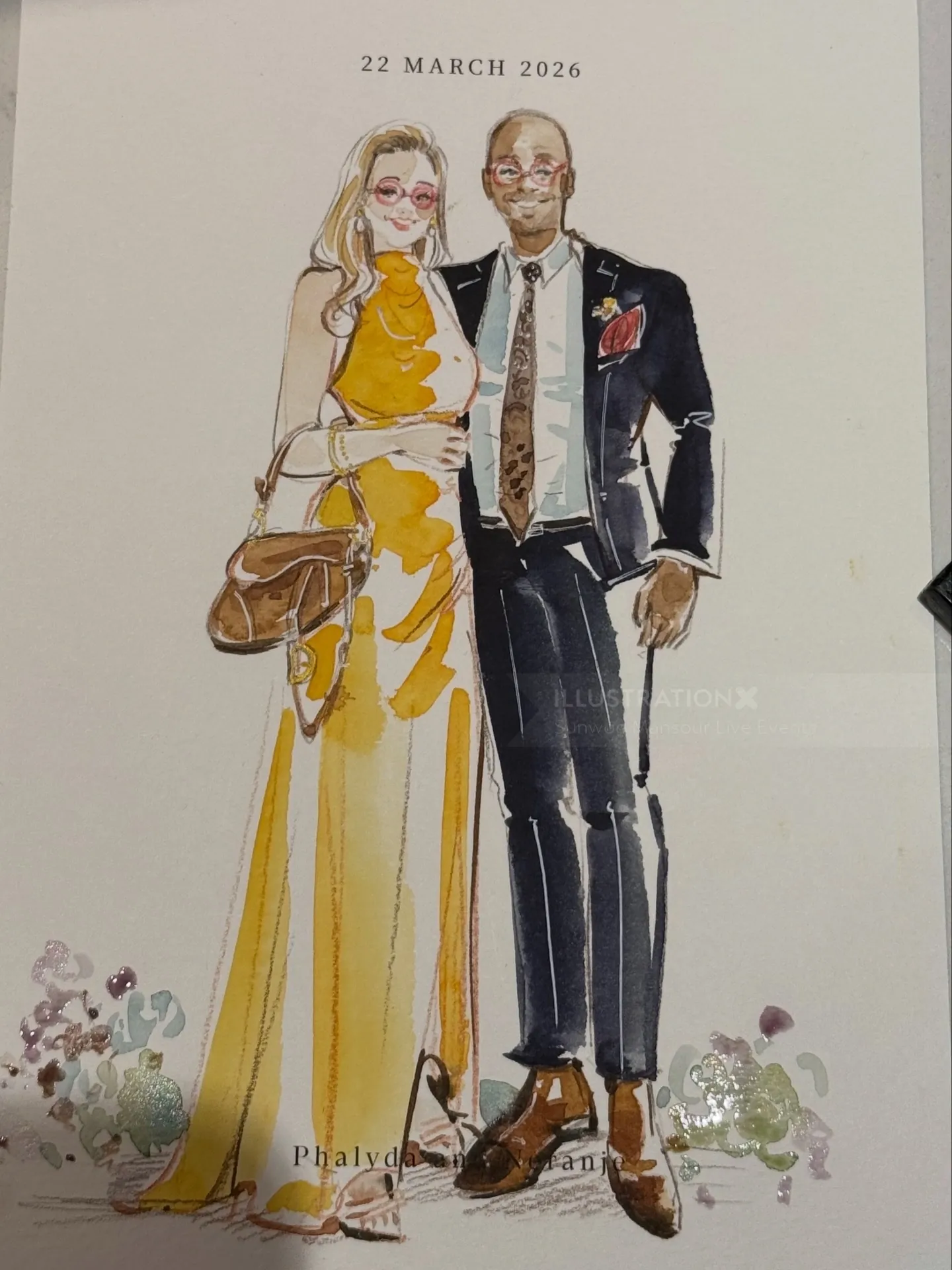 Wedding couple illustration by Sunwoo Mansour Live Events