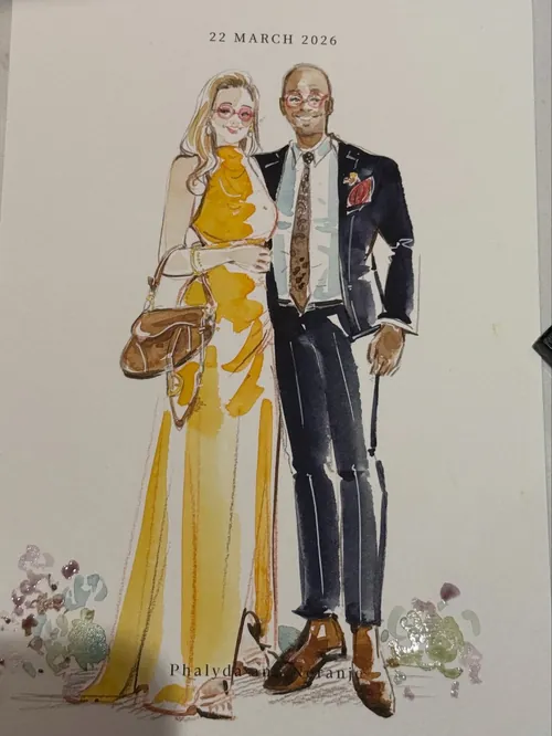 Wedding couple illustration by Sunwoo Mansour Live Events