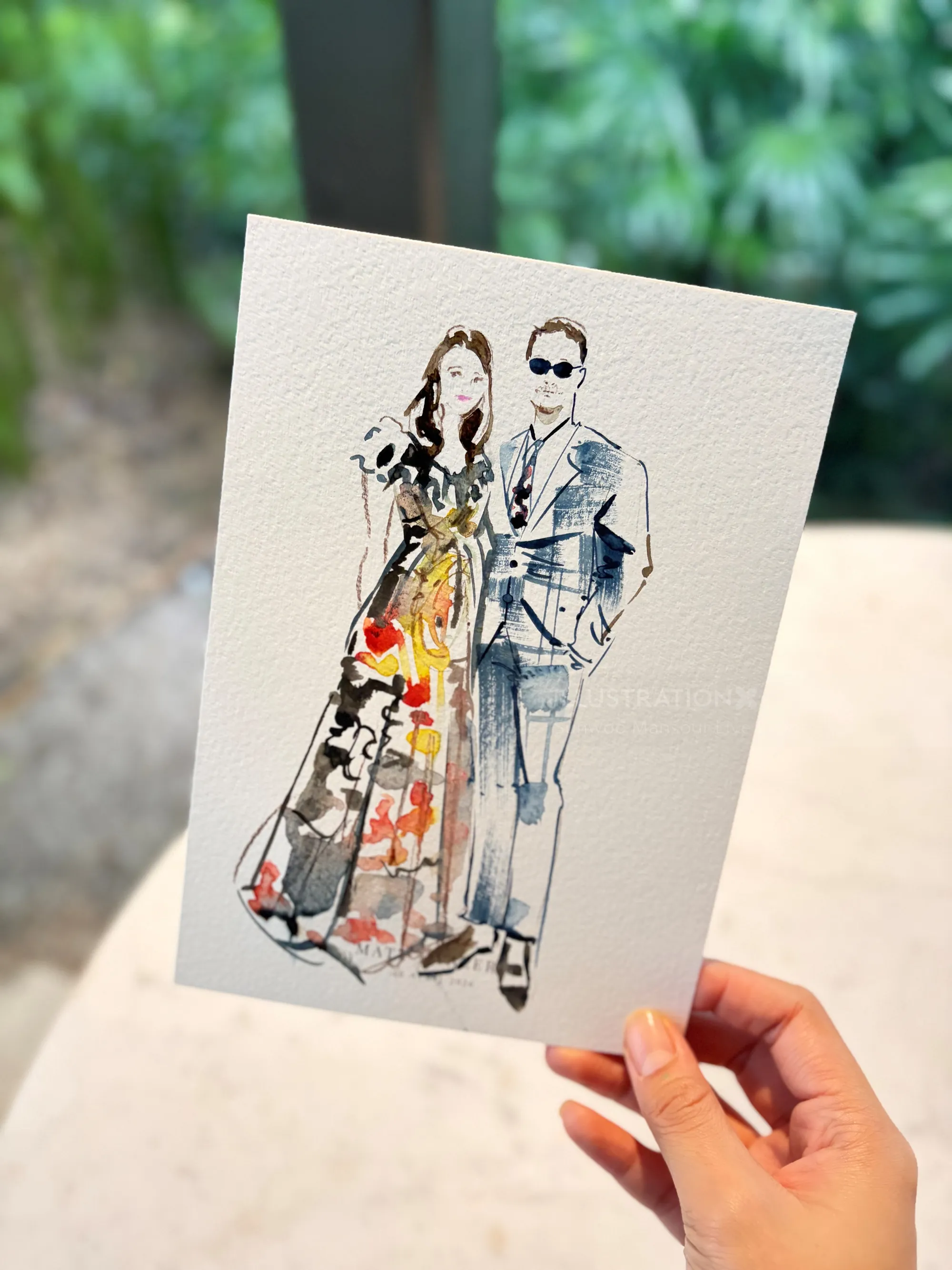 Hand holding a wedding couple sketch by Sunwoo Mansour