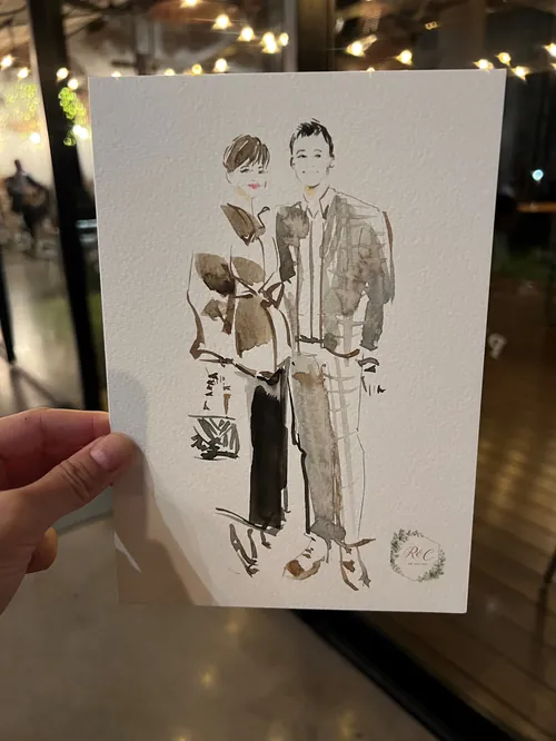 Live wedding guest sketch by Sunwoo Mansour Live Events