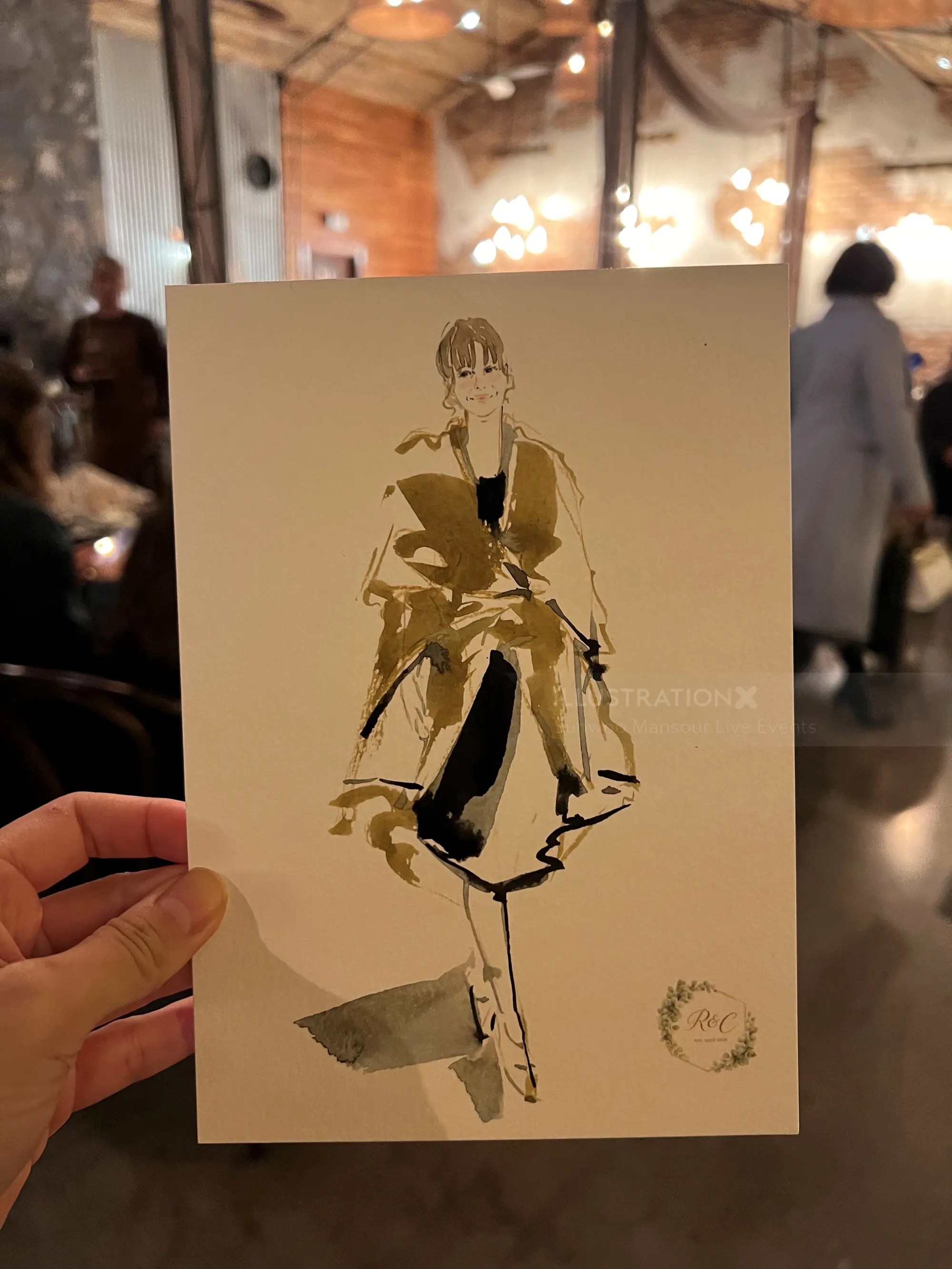 Live wedding guest sketch by Sunwoo Mansour at Canberra event