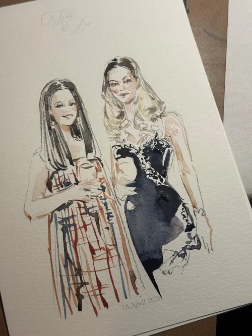 Watercolor portrait of two women by Sunwoo Mansour Live Events