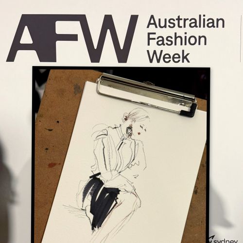 Live fashion illustration sketch by Sunwoo Mansour from Australian Fashion Week
