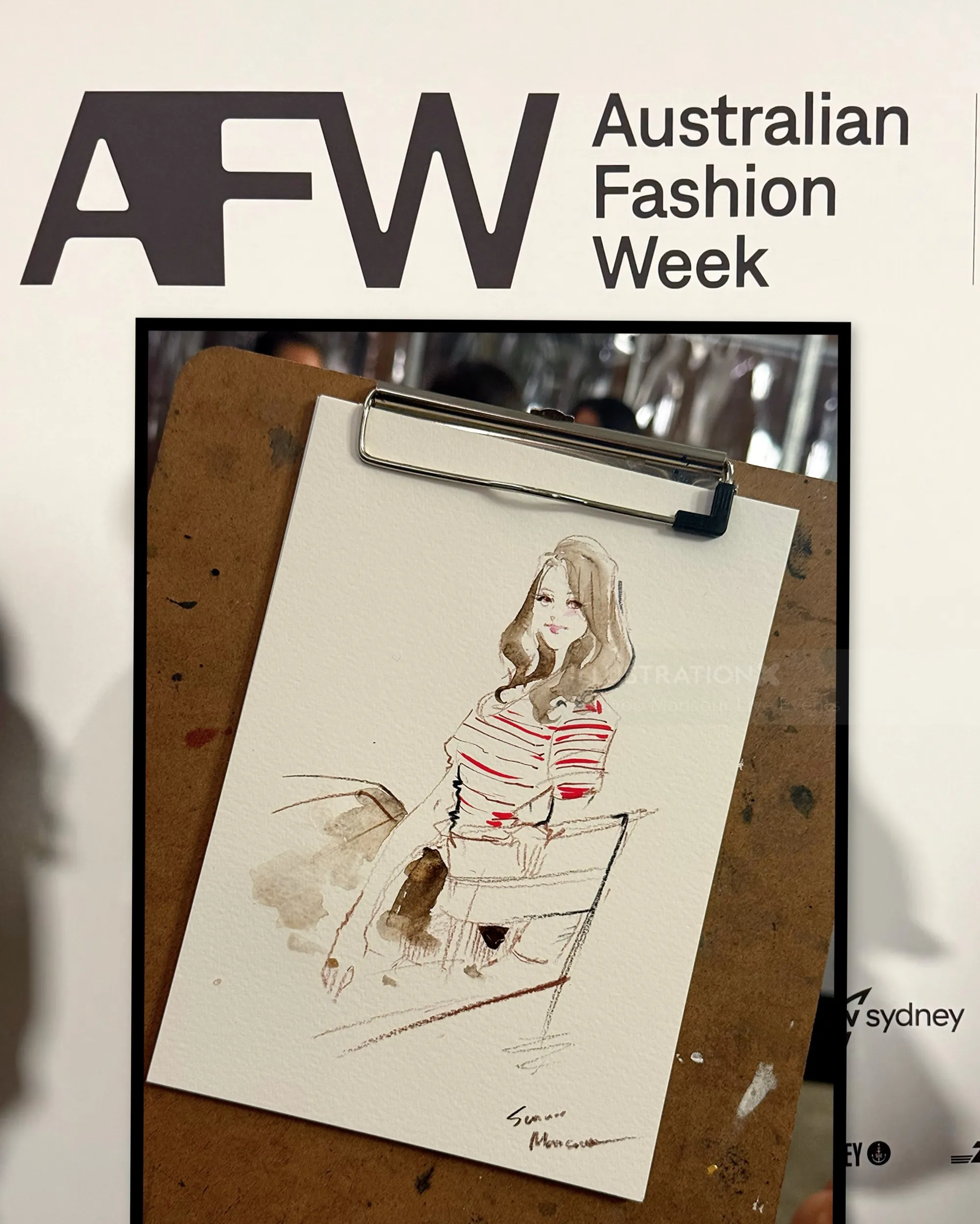 Live fashion sketch at Australian Fashion Week by Sunwoo Mansour
