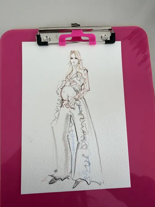 Sketch of a pregnant woman in a long dress by Sunwoo Mansour