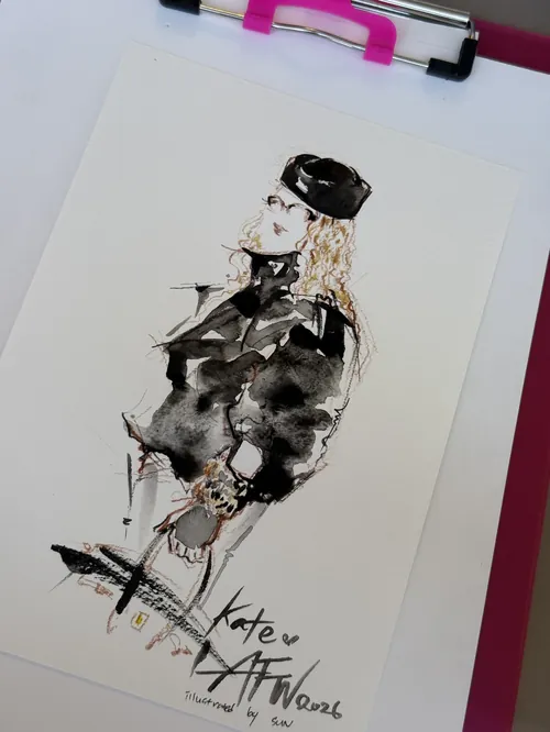 Fashion sketch by Sunwoo Mansour at Australian Fashion Week 2026
