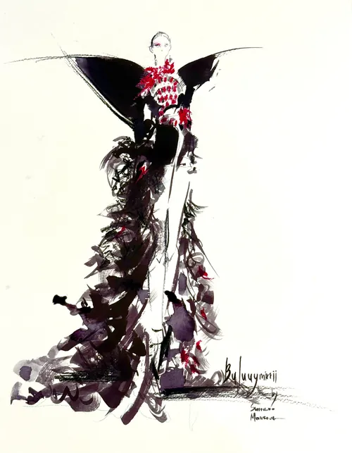 Fashion illustration of Bulluymiri AFW2026 design by Sunwoo Mansour