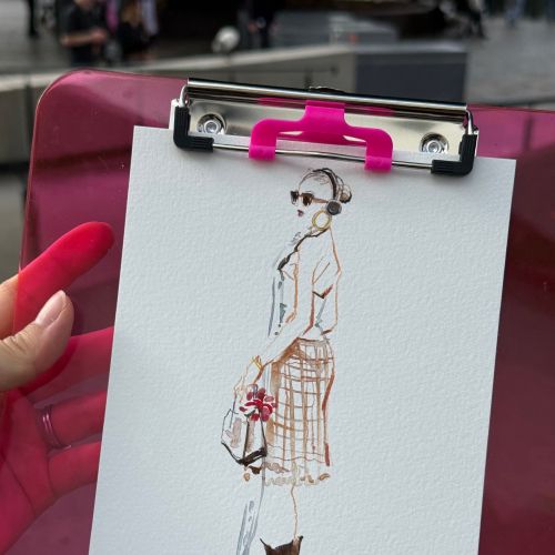 Fashion illustration of a woman in boots at Australian Fashion Week by Sunwoo Mansour
