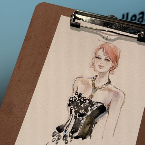 Fashion illustration of woman in black corset and necklace by Sunwoo Mansour