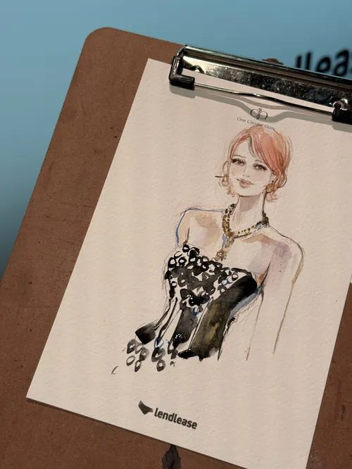 Fashion illustration of woman in black corset and necklace by Sunwoo Mansour