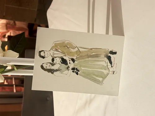 Illustriertes Hochzeitspaar auf einer Karte von Sunwoo Mansour Live Events