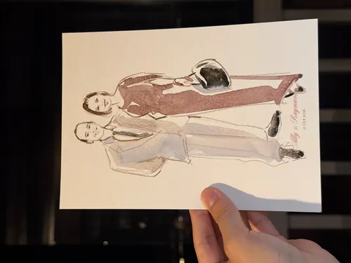 Illustration von Sunwoo Mansour Live Events: Ein elegant gekleidetes Paar