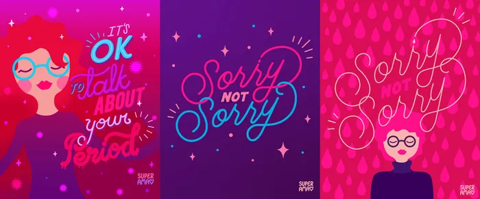Typographic posters with phrases including 'Sorry Not Sorry' by Superama